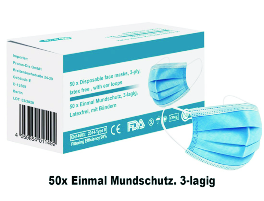 Einmal Mund- und Nasenschutz mit CE